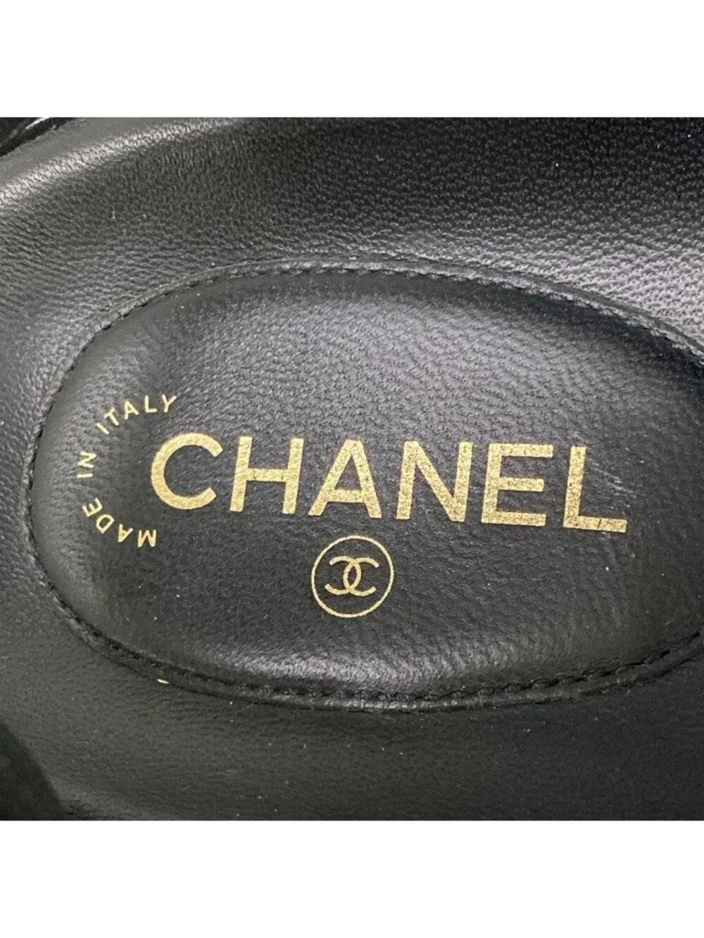 Chanel Sandals Black Quilted Gold CC Logo